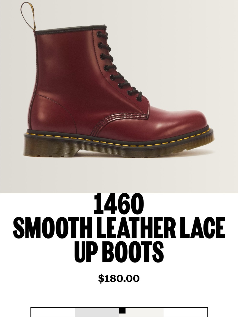 Dr. Martens 1460 Smooth Leather Lace-Up Boots - Cherry size 9